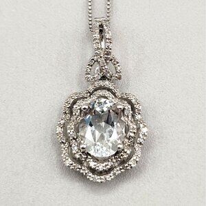 White Topaz Pendant Necklace Sterling Silver 925 Detachable Pendant Bling